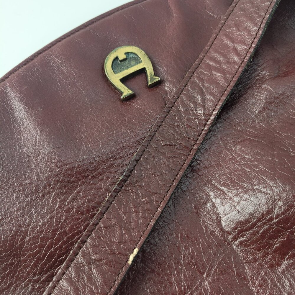 Vintage Etienne Aigner Burgundy Dark Red Leather Shoulder Bag Purse 12x8" - Picture 10 of 15